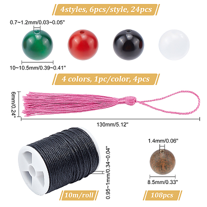 SUPERFINDINGS DIY Beaded Necklace Making Kits, Including Natural Gemstone & Sandalwood Round Beads, Polyester Tassel Decorations, Waxed Cotton Cord
