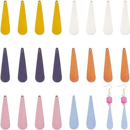 60 шт 6 цвета подвески из дерева, окрашенные, слезинки