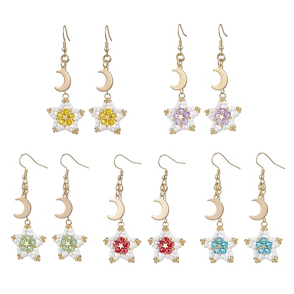 304 серьги с подвесками из стекла из нержавеющей стали, звезда, золотые