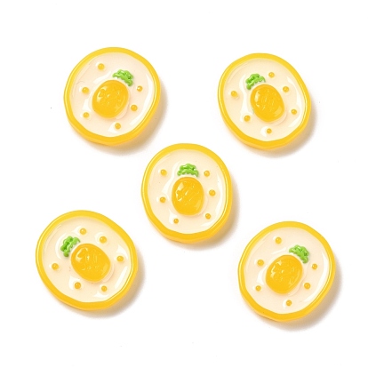 Opaque Resin Cabochons, DIY Accessories, Phone Case Decoration, Oval with Pineapple Pattern
