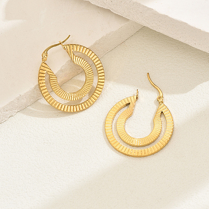 Плоские круглые серьги-кольца из нержавеющей стали