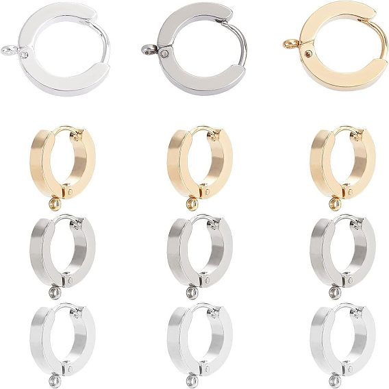 12 шт. 3 цвета 304 фурнитура для сережек-колец из нержавеющей стали, с вертикальной петлей, кольцо