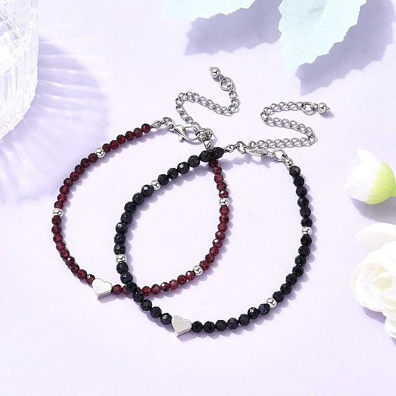 2 Браслеты из круглых бусин из натурального граната и синтетического синего авантюрина для мужчин и женщин