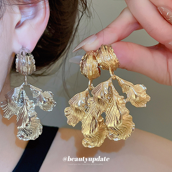 Alloy Stud Dangle Earrings for Women, Leaf
