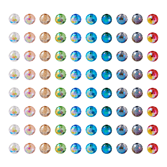 400шт 10 цветные стеклянные бусины нити, граненые, круглые