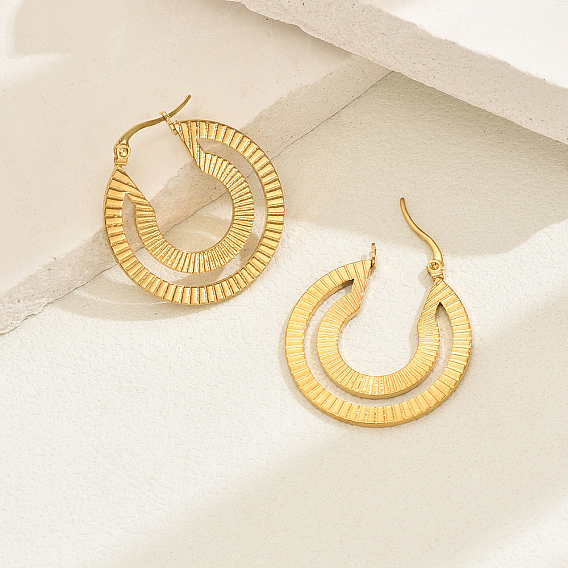 Плоские круглые серьги-кольца из нержавеющей стали