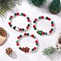 3 шт. 3 стили рождественская серия натуральный фуксит и машан нефрит бусины эластичные браслеты, браслеты из бусин-лэмпворк и ракушек для мужчин и женщин