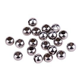 PandaHall Elite 202 Stainless Steel Round Beads, 6mm, Hole: 3mm