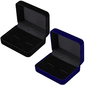 2шт. 2 цвета бархатные подарочные коробки для хранения, шкатулки для запонок с откидной крышкой и черной внутренней частью, прямоугольные