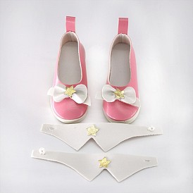Bowknot PU Leather High Heels Doll Shoes, Doll Making Supples