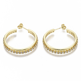 Серьги-гвоздики из латунного микро-паве, серьги-кольца, с уха орехов, без никеля , кольцо