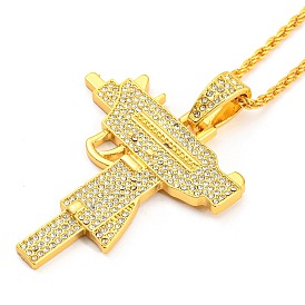 Clear Cubic Zirconia Gun Shape Pendant Necklace with Alloy Rope Chains