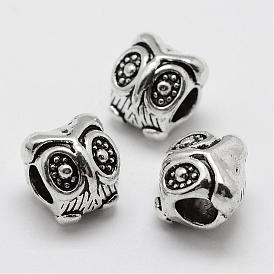 Alloy European Beads, Owl, Large Hole Beads