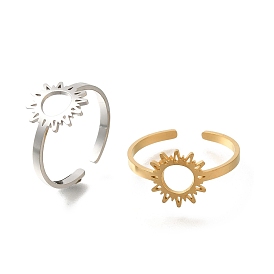 304 Stainless Steel Rings for Women, Hollowed-Out Sunflowers