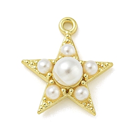 Zinc Alloy Acrylic Pearl Pendants, Golden