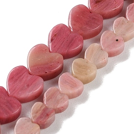 Natural Rhodonite Beads Strands, Heart