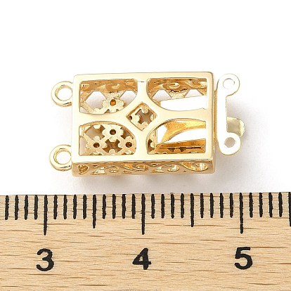 Micro cuivres ouvrent zircons boîte fermoirs, 2 brin, 4-trou, réel 18 k plaqué or, rectangle
