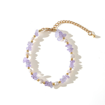 Браслеты из латуни и натурального аметиста для женщин, самородки