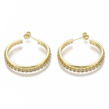 Серьги-гвоздики из латунного микро-паве, серьги-кольца, с уха орехов, без никеля , кольцо