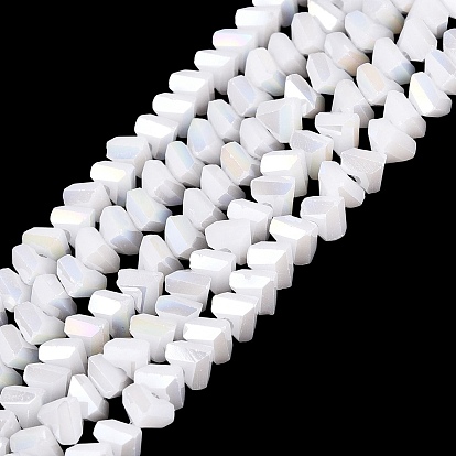 Electroplate Opaque Glass Beads Strands, Triangle, Faceted, AB Color Plated