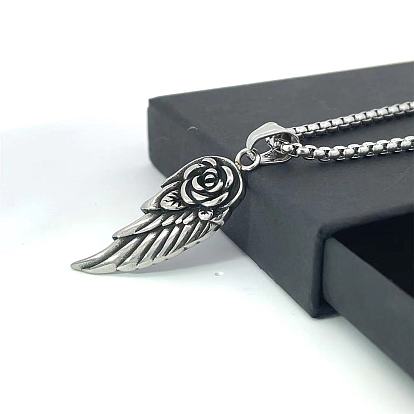 Мужские ожерелья с подвеской в виде крыла ангела из нержавеющей стали