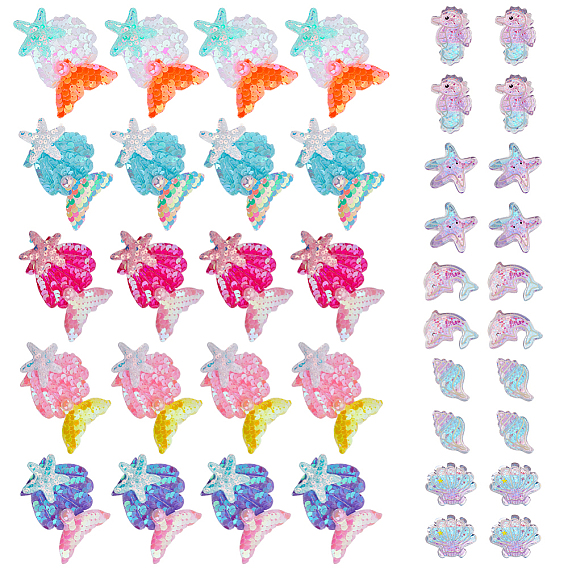 40 шт. 10 стили светящиеся прозрачные смоляные пайетки-кабошоны, красочный, светится в темноте, разнообразные