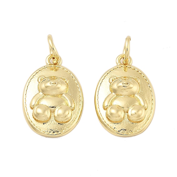 Латунные подвески, без свинца и без кадмия, долговечный, овальные с медведем, с целью перехода в кольце
