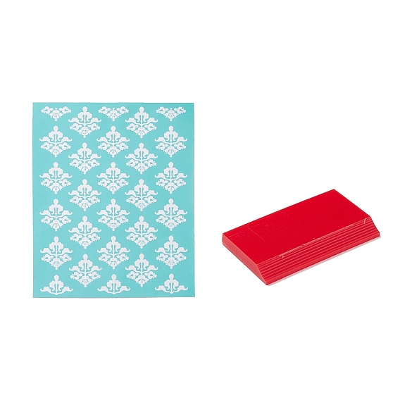 2Pcs Self-Adhesive Silk Screen Printing Stencil, and TPU Scraper