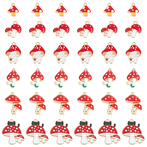 36шт 6 стили осенняя тема подвески из сплава с эмалью, гриб