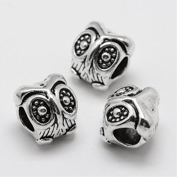 Alloy European Beads, Owl, Large Hole Beads