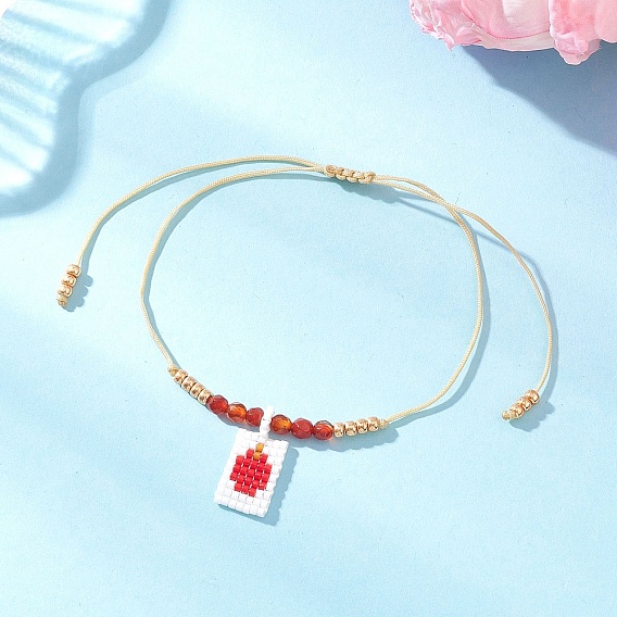 Регулируемые браслеты ручной работы из бусин из стекла Миюки и натурального агата, плетеные браслеты из бисера для женщин