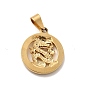 Vacuum Plating 201 Stainless Steel Pendants, Ring with Dragon Charms