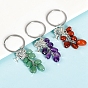 Gemstone Keychains, with Alloy Tree of Life Charms and Keychain Ring Clasps