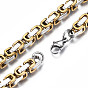 Ion Plating(IP) Two Tone 201 Stainless Steel Byzantine Chain Bracelet for Men Women, Nickel Free