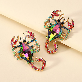 Boucles d'oreilles gothiques en cristal de scorpion exagéré avec un design de mode européen et américain