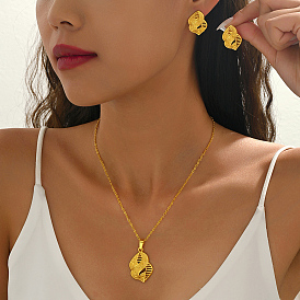 Комплекты из латунного кулона с полым лепестком и серег-гвоздиков для женщин