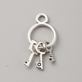 Alloy Pendants, Ring with Key Charms