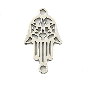 201 Stainless Steel Hollow Connector Charms, Religion Hamsa Hand Links