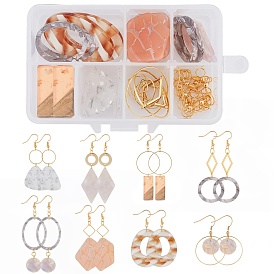 DIY Ohrring machen Kits, einschließlich Anhänger aus Celluloseacetat (Harz), 304 Edelstahl Links, Verbindungsringe und Ohrringhaken aus Messing