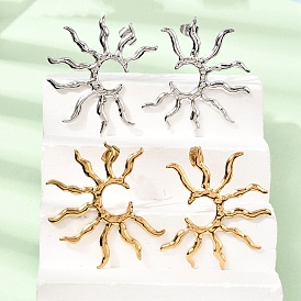 304 серьги-гвоздики из нержавеющей стали для женщин, солнце