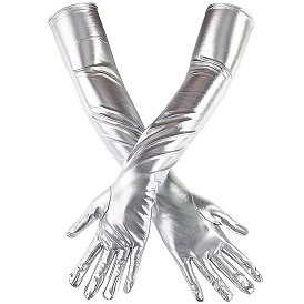 Длинные перчатки из искусственной кожи, металлические перчатки для женского костюма для косплея