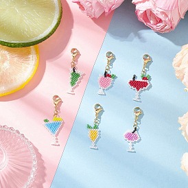 Подвесные украшения из стеклянных бусин ручной работы, коктейль, с 304 из нержавеющей стали Lobster Claw застежками