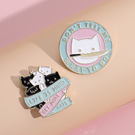 Cute cat letter animal brooch corsage ornament backpack top anti-light animal small badge