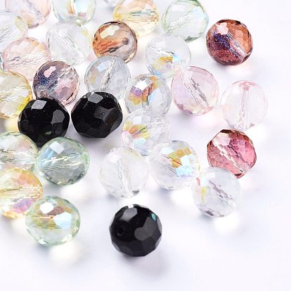 Electroplated Czech Glass Beads, Rainbow Plated, Faceted, Round