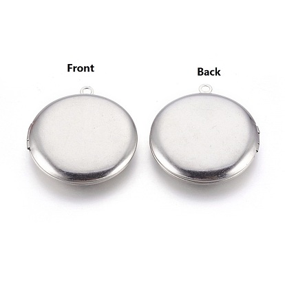 304 подвески из нержавеющей стали Locket, фото прелести рамка для ожерелья, плоско-круглые