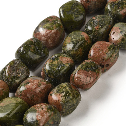 Natural Unakite Beads Strands, Nuggets, Tumbled Stone