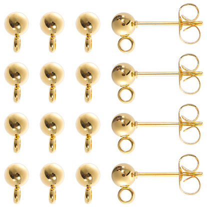 40шт. 304 фурнитура для сережек-гвоздиков с шариковым штифтом из нержавеющей стали, с вертикальными петлями и 316 штифтом из хирургической нержавеющей стали и 40 ушными гайками
