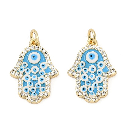 Латунные микро проложить кубического циркония подвески, с эмалью, рука хамса с оберегами от сглаза, без кадмия и без свинца, прочное покрытие, стойки покрытие