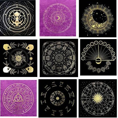 Suede Fabric Tarot Tablecloth for Divination, Tarot Card Pad, Pendulum Tablecloth, Square, Constellation/Goddess/Chakra Theme/Skull/Moon/Trinity Knot Pattern