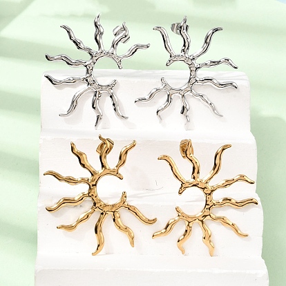 304 серьги-гвоздики из нержавеющей стали для женщин, солнце